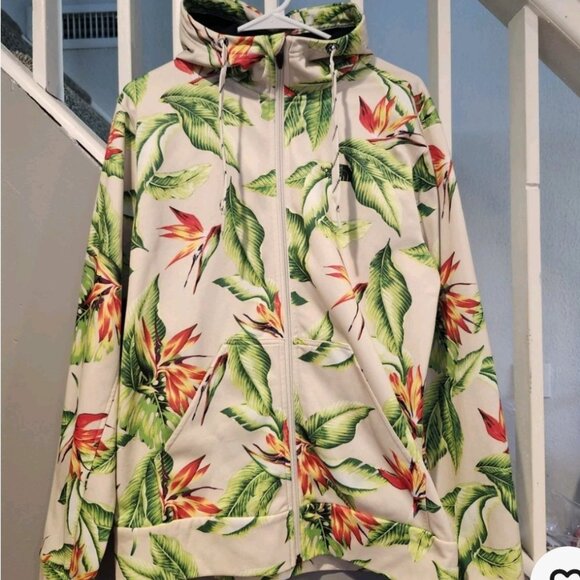 The North Face Mens  Full Zip Hoodie Hawaiian Birds Paradise Print Size M - Picture 1 of 9